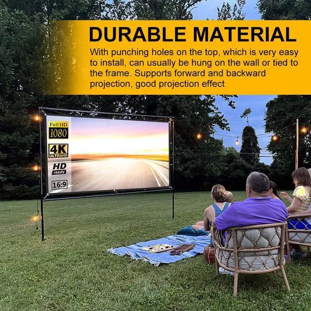 Alt view image 7 of 7 - 72 Inch 16:9 Foldable Projection Screen with Hanging Hooks, Thickened Milk Silk Wrinkle-Free Projector Screen, Supports Front & Rear Projection Portable Movie Screen