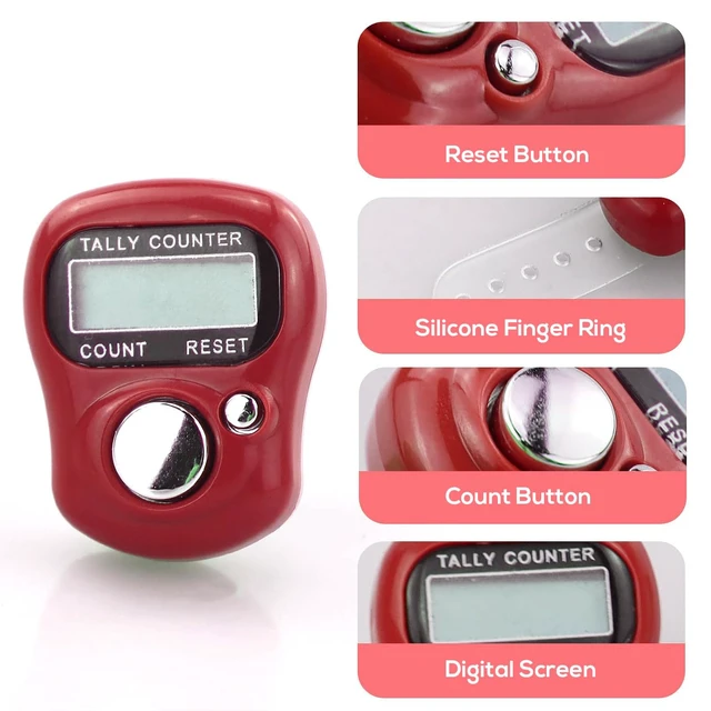Alt view image 2 of 7 - Sewery Electronic Finger Tally Counter 7-Pack, Mini LCD Digital Display Tally Counter, Handheld Counter Clicker Pitch Counter for Coaching, Knitting, Lap, Fishing, Golf and Row
