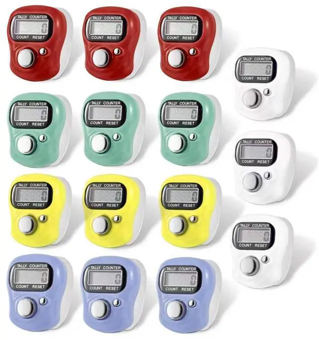 Main image of Electronic Finger Counter, 5-Digit Number Count Clicker Mini LCD Digital Display Hand Tally Counter, Resettable Counters Clickers for Knitting, Crochet, Coaching, Lap, Golf, Toddler & Fidget 15 Colors