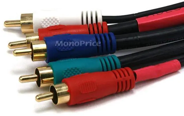 Alt view image 2 of 2 - 3ft 22AWG 5-RCA Component Video/Audio Coaxial Cable (RG-59/U) - Black