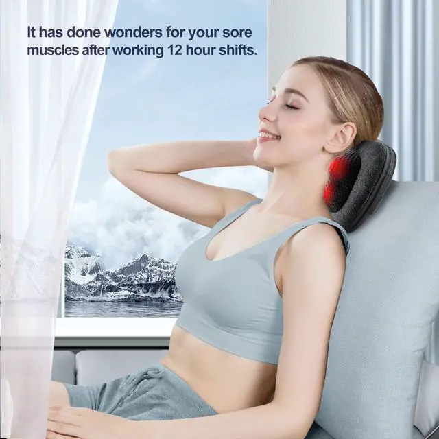 Alt view image 3 of 7 - Back Massager, Neck Massager with Heat, Massage Pillow Gifts for Men & Women, Electric Shiatsu Back Massager, Deep Kneading Shoulder Massager for Full Body Muscle,Massage at Home, Car