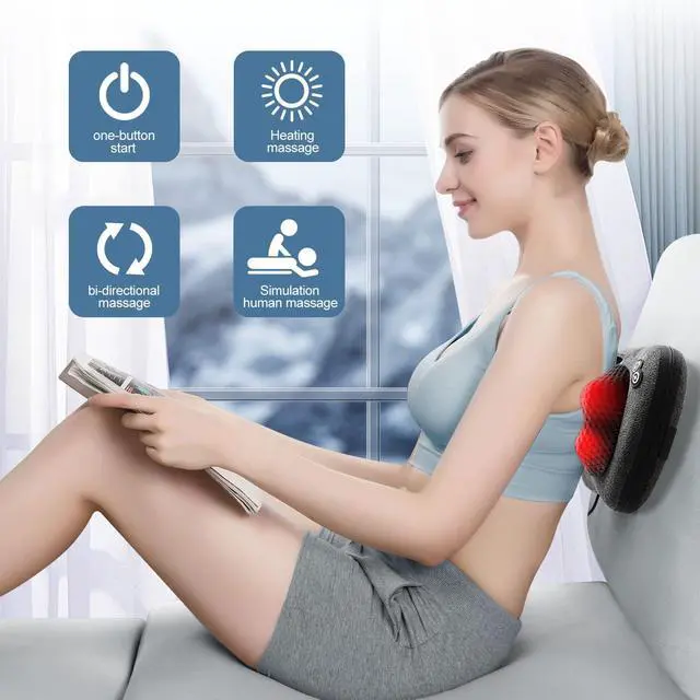 Alt view image 4 of 7 - Back Massager, Neck Massager with Heat, Massage Pillow Gifts for Men & Women, Electric Shiatsu Back Massager, Deep Kneading Shoulder Massager for Full Body Muscle,Massage at Home, Car
