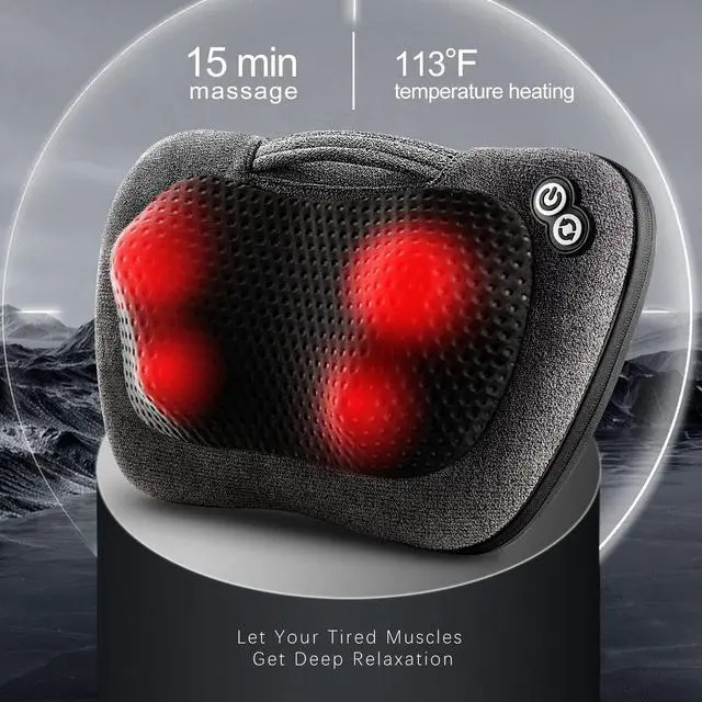 Alt view image 5 of 7 - Back Massager, Neck Massager with Heat, Massage Pillow Gifts for Men & Women, Electric Shiatsu Back Massager, Deep Kneading Shoulder Massager for Full Body Muscle,Massage at Home, Car