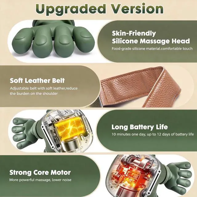 Alt view image 4 of 7 - Neck Massager with Heat - Deep Tissue Shiatsu Electric Neck and Shoulder Massager with Fingers, 4D Kneading Design for Pain Relief, Cordless Masajeador De Espalda Y Cuello, Portable for Travel