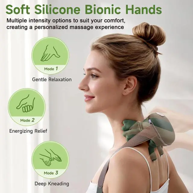 Alt view image 5 of 7 - Neck Massager with Heat - Deep Tissue Shiatsu Electric Neck and Shoulder Massager with Fingers, 4D Kneading Design for Pain Relief, Cordless Masajeador De Espalda Y Cuello, Portable for Travel