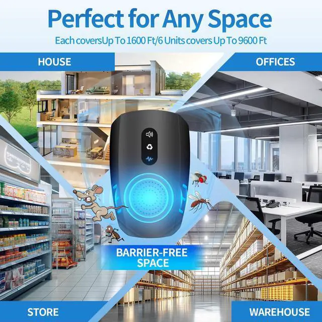 Alt view image 3 of 7 - 2026 Upgraded Ultrasonic Pest Repellent Indoor Insect Repeller, Pest Control, Repellent Roach, Mouse, Mosquito, Mice, Spider, Bugs, Ant, Rodent Repellent Ultrasonic Plug in, 3 Mode Switching, 6 Packs