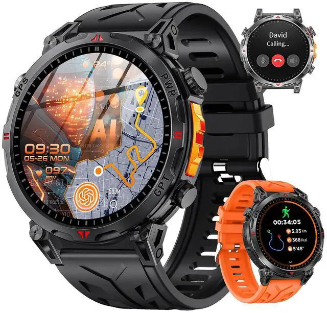 Main image of GPS Military Smart Watches for Men, 1.56" Screen Bluetooth Call, Smartwatch for Android Phones and iPhone, 100+ Sport Modes, 3ATM Waterproof Smart Watch with Compass