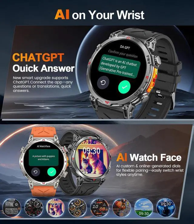 Alt view image 3 of 7 - GPS Military Smart Watches for Men, 1.56" Screen Bluetooth Call, Smartwatch for Android Phones and iPhone, 100+ Sport Modes, 3ATM Waterproof Smart Watch with Compass