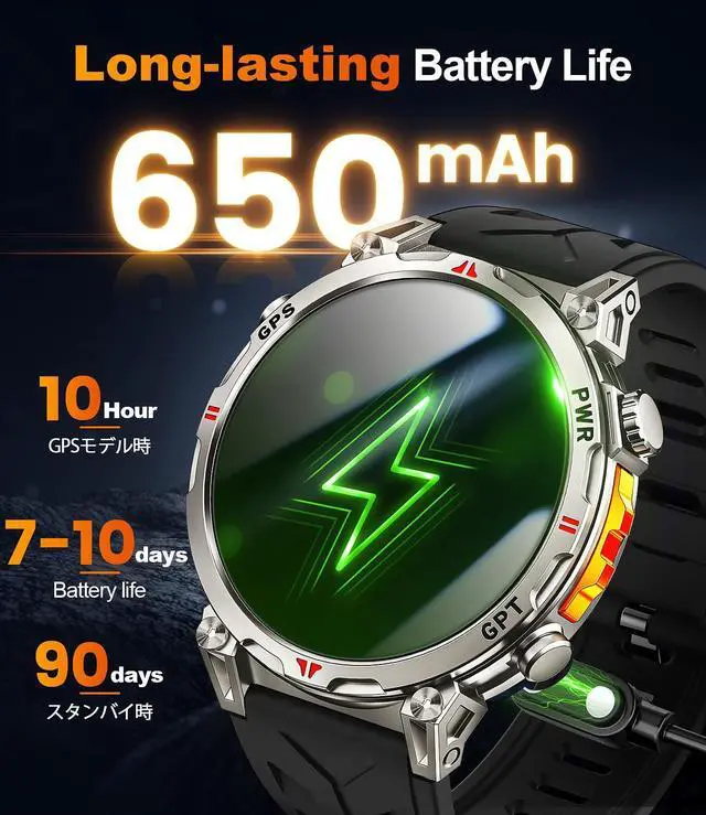 Alt view image 7 of 7 - GPS Military Smart Watches for Men, 1.56" Screen Bluetooth Call, Smartwatch for Android Phones and iPhone, 100+ Sport Modes, 3ATM Waterproof Smart Watch with Compass