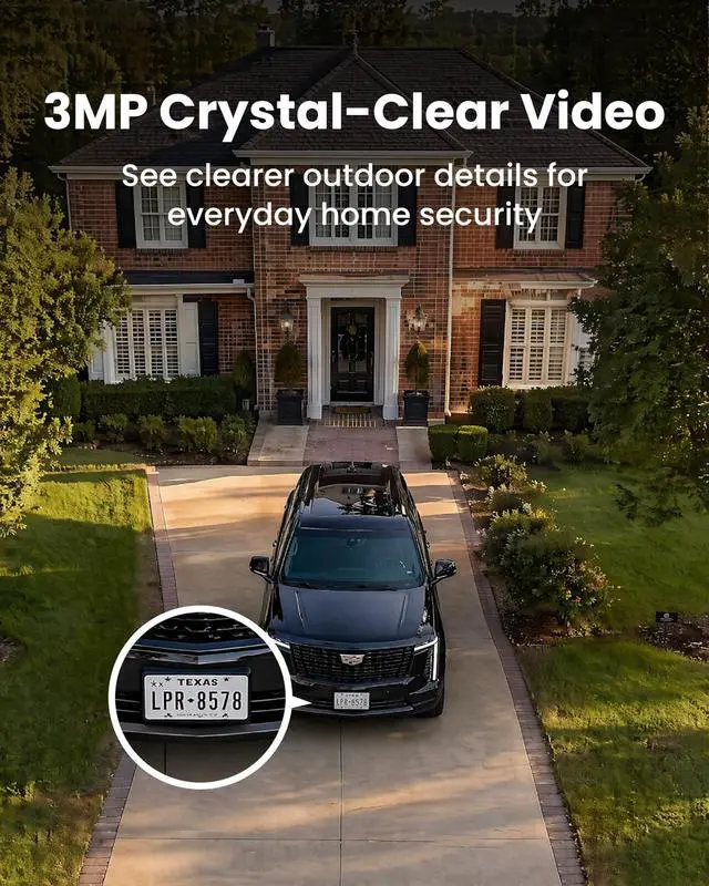 Alt view image 2 of 7 - 3MP Outdoor Security Camera, 2.4GHz WiFi 6 Smart Bullet Camera with Color Night Vision, AI Human/Vehicle/Sound Detection, Two-Way Talk, Spotlight, IP67, ONVIF, Cloud & microSD Storage up to 256GB