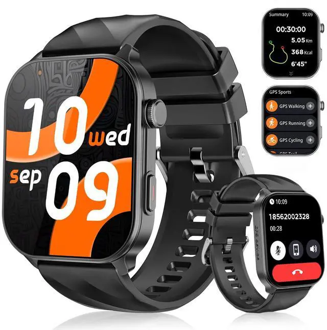 Main image of Smart Watch for Men Women with Built-in GPS, Answer/Make Calls, 2.01" Smartwatch for iPhone/Android Phones, Fitness Watch with 110+ Sports Modes Heart Rate/Sleep Monitor, 1 ATM Waterproof (Black)