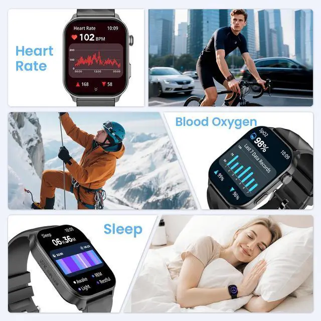 Alt view image 5 of 7 - Smart Watch for Men Women with Built-in GPS, Answer/Make Calls, 2.01" Smartwatch for iPhone/Android Phones, Fitness Watch with 110+ Sports Modes Heart Rate/Sleep Monitor, 1 ATM Waterproof (Black)