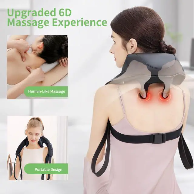 Alt view image 4 of 7 - Shiatsu Neck and Back Massager with Heat, Upgraded 2600mAh Cordless Shoulder Massager Deep Tissue 6D Kneading, Massages Pillow for Neck, Back, Shoulder, Foot, Body Gifts for Fathers Mom Dad