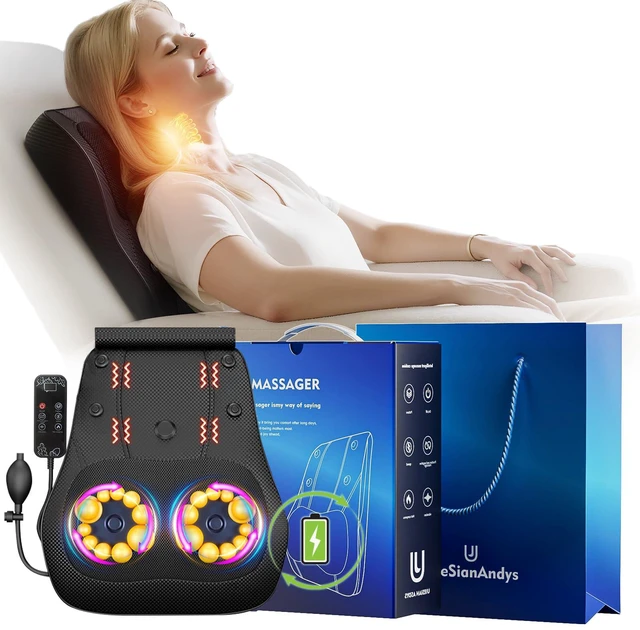 Main image of Back Massager with Heat, 20-Node 3D Shiatsu Deep Tissue Soothe Soreness, Neck & Shoulder Massager 3 Intensities, Portable Cordless Massage Pillow for Home Office Travel, Gift for Men Women Mom Dad