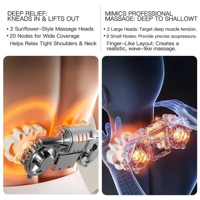 Alt view image 5 of 7 - Asdys Back Massager with Heat, 4D Shiatsu Kneading Deep Tissue Electric Massager for Neck Shoulder Leg Back, Portable Rechargeable Cordless for Home Office Sofa Bed, for Men Women Mom Dad