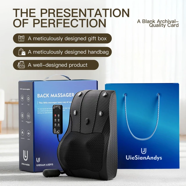 Alt view image 5 of 7 - Back Massager with Heat, 20-Node 3D Shiatsu Deep Tissue Soothe Soreness, Neck & Shoulder Massager 3 Intensities, Portable Cordless Massage Pillow for Home Office Travel, Gift for Men Women Mom Dad