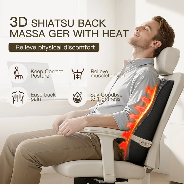 Alt view image 7 of 7 - Back Massager with Heat, 20-Node 3D Shiatsu Deep Tissue Soothe Soreness, Neck & Shoulder Massager 3 Intensities, Portable Cordless Massage Pillow for Home Office Travel, Gift for Men Women Mom Dad