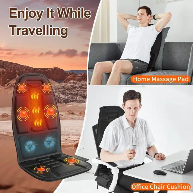 Alt view image 5 of 7 - Massage Seat Cushion with Heat, Cooling Back Massager for Chair, Chair Massager for Full Body Massage, Deep Tissue Vibration Pad for Home & Office Chair, Gift for Men Womem