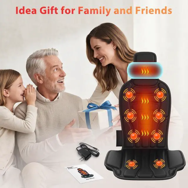 Alt view image 6 of 6 - Back Massager with HeatVibration Massage Chair Pad with 5 Massage Modes & Adjustable Heat Levels, Memory Foam Back Massager Cushion for Office Chair, or Home UseMidnight