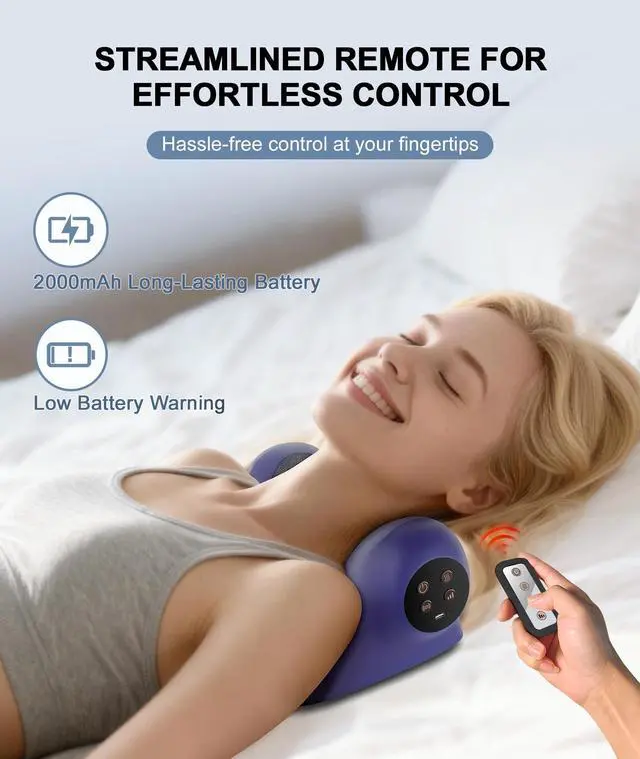 Alt view image 5 of 7 - Neck Massager with Heat, Red Light & Vibration Adjustable, Heated Neck Stretcher with 3 Modes, Rechargeable Cervical Traction Device for Pain Relief & Muscle Relaxation, Gift for Women Men