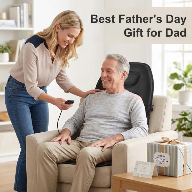 Alt view image 2 of 7 - Vibration Back Massager Seat Cushion with Heat,Father Day Dad Gifts for Men,10 Motors Massage Chair Pad,Chair Massager for Pain Relief at Office/Home, Father Day Gift