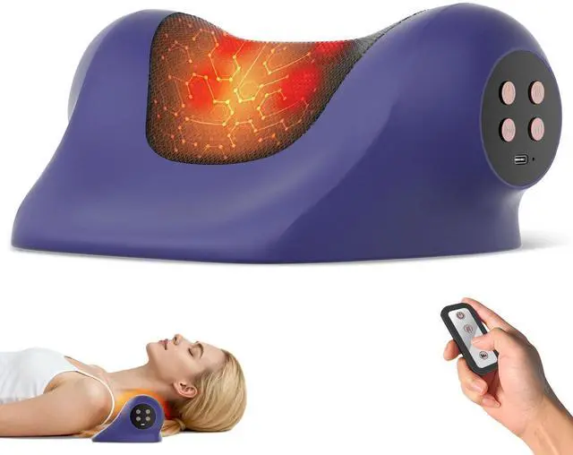 Main image of Neck Massager with Heat, Red Light & Vibration Adjustable, Heated Neck Stretcher with 3 Modes, Rechargeable Cervical Traction Device for Pain Relief & Muscle Relaxation, Gift for Women Men