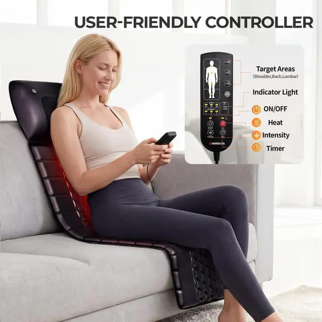 Alt view image 3 of 7 - Shiatsu Full Body Massage Mat with Heat, Detachable Massager Pad, 10 Vibrating Motors, Deep Tissue Pain Relief for Back, Neck & Legs - Relaxation at Home or Office, Fathers Day Dad Gifts