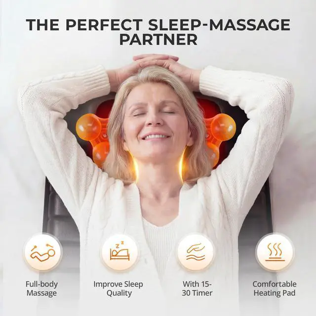 Alt view image 5 of 7 - Shiatsu Full Body Massage Mat with Heat, Detachable Massager Pad, 10 Vibrating Motors, Deep Tissue Pain Relief for Back, Neck & Legs - Relaxation at Home or Office, Fathers Day Dad Gifts