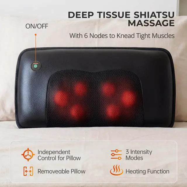 Alt view image 6 of 7 - Shiatsu Full Body Massage Mat with Heat, Detachable Massager Pad, 10 Vibrating Motors, Deep Tissue Pain Relief for Back, Neck & Legs - Relaxation at Home or Office, Fathers Day Dad Gifts