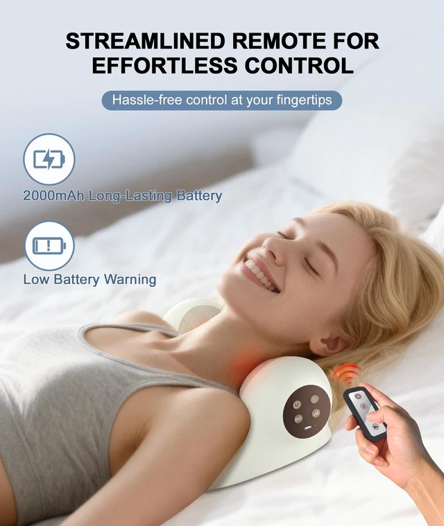 Alt view image 5 of 7 - Neck Massager with Heat, Red Light & Vibration Adjustable, Heated Neck Stretcher with 3 Modes, Rechargeable Cervical Traction Device for Pain Relief & Muscle Relaxation, Gift for Women Men