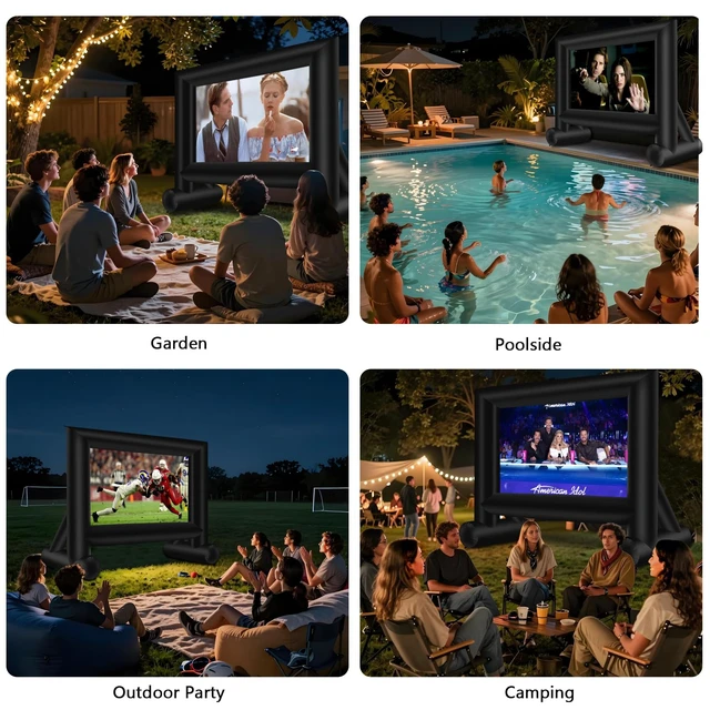 Alt view image 2 of 7 - 17 Feet Inflatable Movie Screen Outdoor Blow Up Projector Screen - Front/Rear Projection Screen for Outdoor Backyard Pool Fun