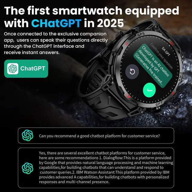 Alt view image 2 of 7 - Military Smart Watches for Men with GPS/Compass,GPT Voice Assistant,1.56" AMOLED Screen,Smart Watch for Android and iPhone(Answer/Make Calls), Heart Rate/Sleep,Fitness Tracker Multiple Sports Modes