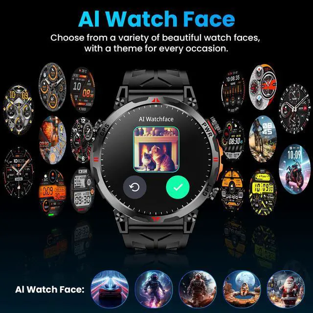 Alt view image 5 of 7 - Military Smart Watches for Men with GPS/Compass,GPT Voice Assistant,1.56" AMOLED Screen,Smart Watch for Android and iPhone(Answer/Make Calls), Heart Rate/Sleep,Fitness Tracker Multiple Sports Modes