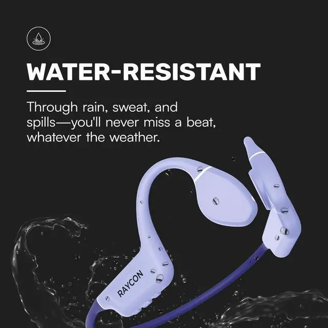Alt view image 5 of 5 - Bone Conduction Headphones Bluetooth - Open Ear Running Headphones, Sweat & Water-Resistant Earbuds with Mic for Sports & Workouts, 13hr Playtime (Purple)