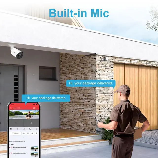 Alt view image 4 of 7 - 6MP Bullet PoE IP Camera with Human & Vehicle Detection, Security IP Camera Outdoor Indoor, 100ft Smart Color Night Vision, 2.8mm Lens, Built-in Mic, 512GB MicroSD Slot, Full Metal (U Series)