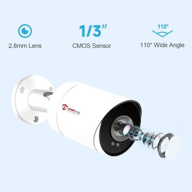 Alt view image 5 of 7 - 6MP Bullet PoE IP Camera with Human & Vehicle Detection, Security IP Camera Outdoor Indoor, 100ft Smart Color Night Vision, 2.8mm Lens, Built-in Mic, 512GB MicroSD Slot, Full Metal (U Series)