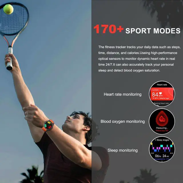 Alt view image 7 of 7 - Military Smart Watches Built-in GPS, 170+ Sport Modes for Men with Flashlight, Smartwatch for Android Phones and iPhone, 1.43" AMOLED Screen Bluetooth Call Compass Altimeter (Black & Orange (2 Bands))