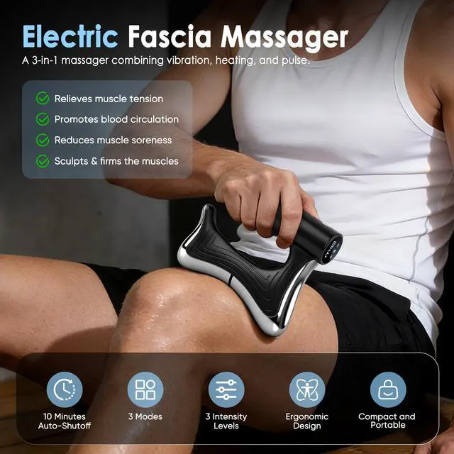 Alt view image 2 of 7 - Heated Muscle Scraper Tool with Pulse & Vibration for Muscle Relief, Black
