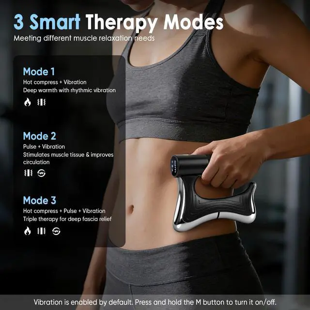 Alt view image 3 of 7 - Heated Muscle Scraper Tool with Pulse & Vibration for Muscle Relief, Black