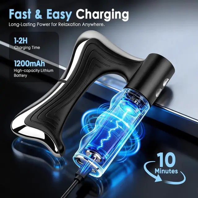 Alt view image 5 of 7 - Heated Muscle Scraper Tool with Pulse & Vibration for Muscle Relief, Black