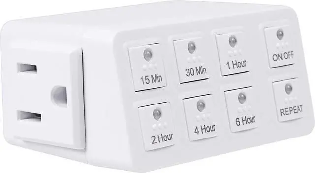 Main image of Indoor Countdown Timer with Repeat Function, Heavy Duty Accurate Compact Size for Charger Vacation Security, 3-Prong Grounded Outlet, 15A/1875W ½ HP ETL Listed