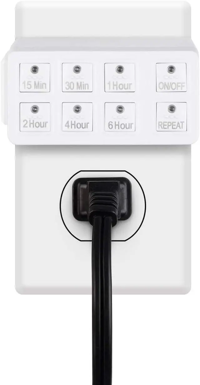 Alt view image 2 of 7 - Indoor Countdown Timer with Repeat Function, Heavy Duty Accurate Compact Size for Charger Vacation Security, 3-Prong Grounded Outlet, 15A/1875W ½ HP ETL Listed