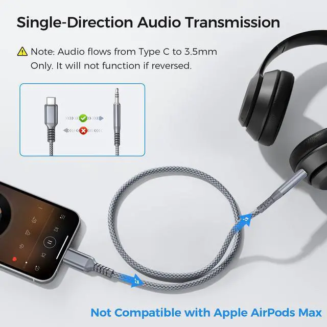 Alt view image 2 of 7 - iPhone 17 16 Aux Cord 4FT,USB C to 3.5MM Jack Audio Cable Adapter