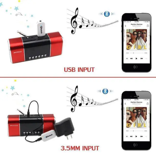 Alt view image 3 of 7 - USB Bluetooth Receiver Adapter, Wireless Audio Adapter Car Kit Music Receiver for Home Stereo/Car Stereo Sound System with 3.5mm Cable.(Aux in) (Yet-M1)