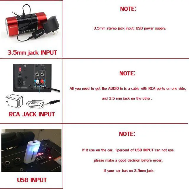 Alt view image 5 of 7 - USB Bluetooth Receiver Adapter, Wireless Audio Adapter Car Kit Music Receiver for Home Stereo/Car Stereo Sound System with 3.5mm Cable.(Aux in) (Yet-M1)