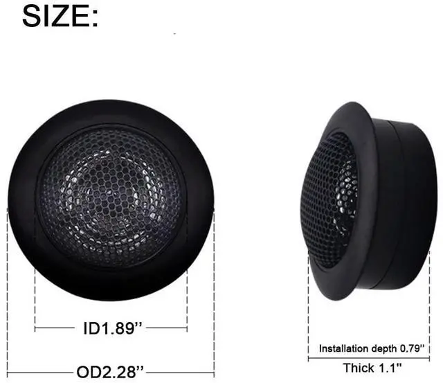 Alt view image 5 of 7 - 1 Inch Tweeters for Car Audio,Door Speakers,Super Tweeter Pods Component Cars Parts Black(Pair),CT-001,Wired Connection