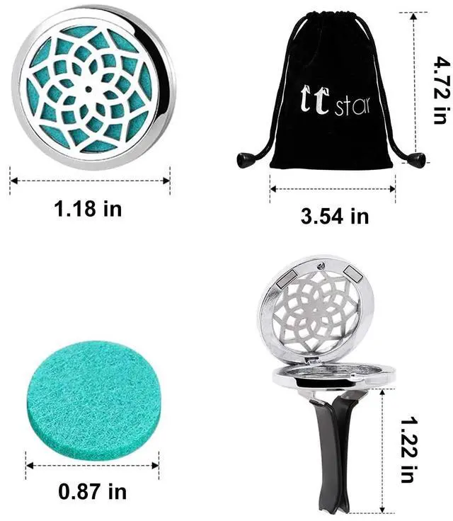 Alt view image 2 of 7 - Car Diffuser Vent Clip - 30mm Aromatherapy Essential Oil Car Diffuser Vent Clips with 36 Refill Pads (3 Lotus Vent Clips, Metal)