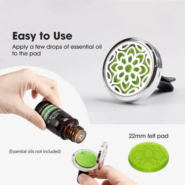 Alt view image 3 of 7 - Car Diffuser Vent Clip - 30mm Aromatherapy Essential Oil Car Diffuser Vent Clips with 36 Refill Pads (3 Lotus Vent Clips, Metal)