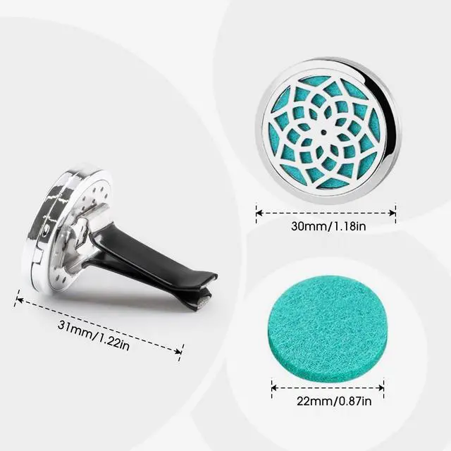 Alt view image 7 of 7 - Car Diffuser Vent Clip - 30mm Aromatherapy Essential Oil Car Diffuser Vent Clips with 36 Refill Pads (3 Lotus Vent Clips, Metal)
