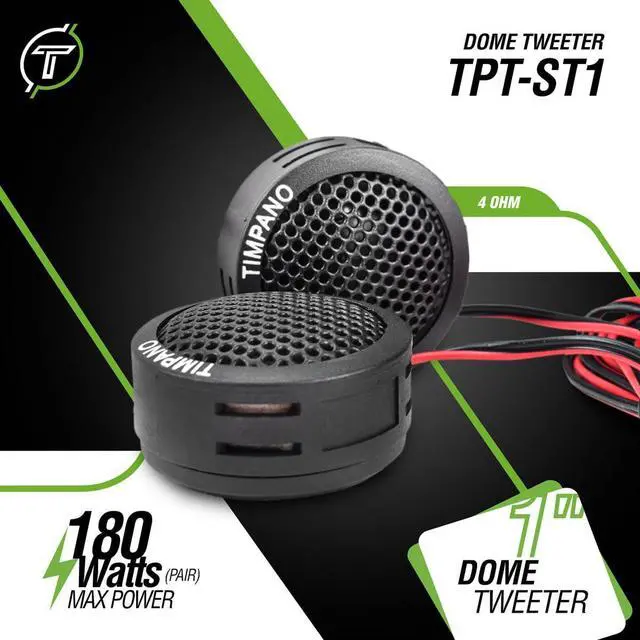 Alt view image 2 of 7 - TPT-ST1 Dome Tweeter, 1 Inch Tweeter Set for Car Audio, Angle or Surface Mount Tweeters, 4 Ohm Soft Dome 180 Watts for Pro Car Audio (Pair)